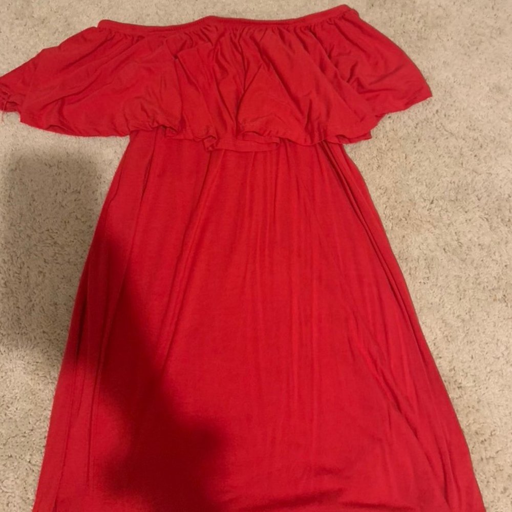 Over the Shoulder Red Dress